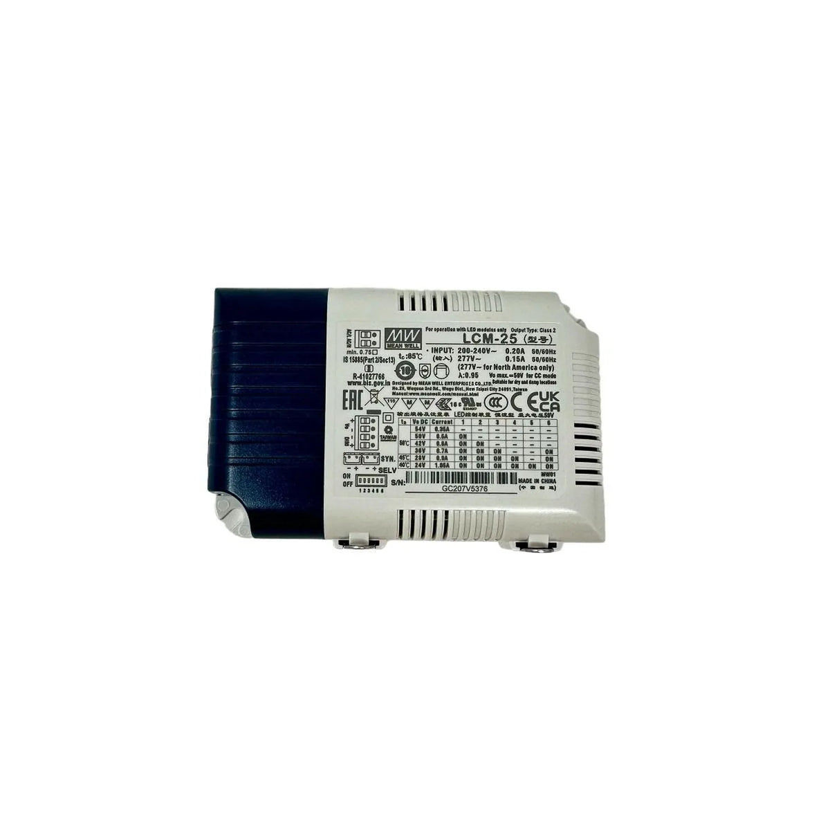 25W Constant Current LED Driver 0-10V PWM Dimmable | Meanwell LCM-25