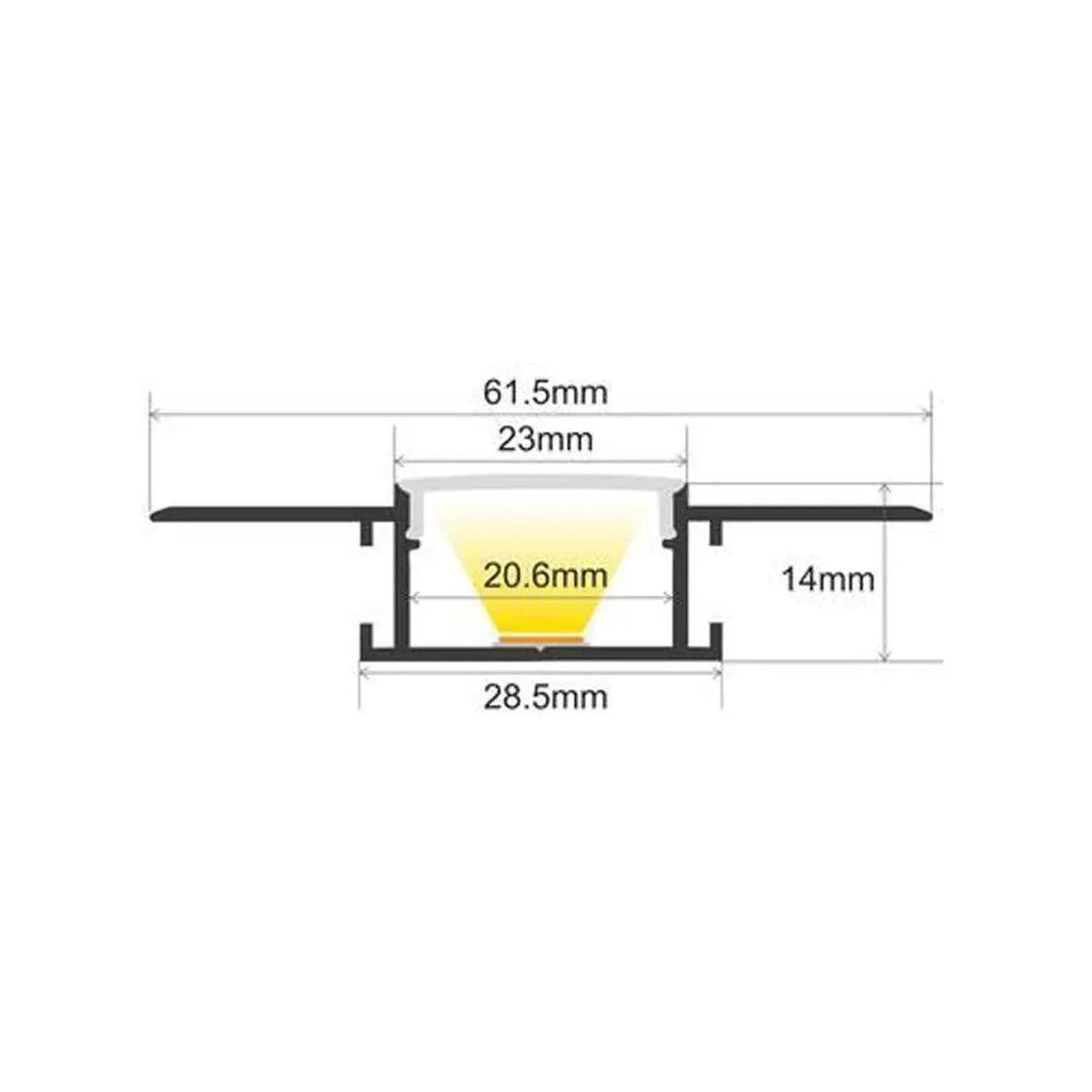 Plaster In Recessed LED Profile for Drywall 1m | Ledison