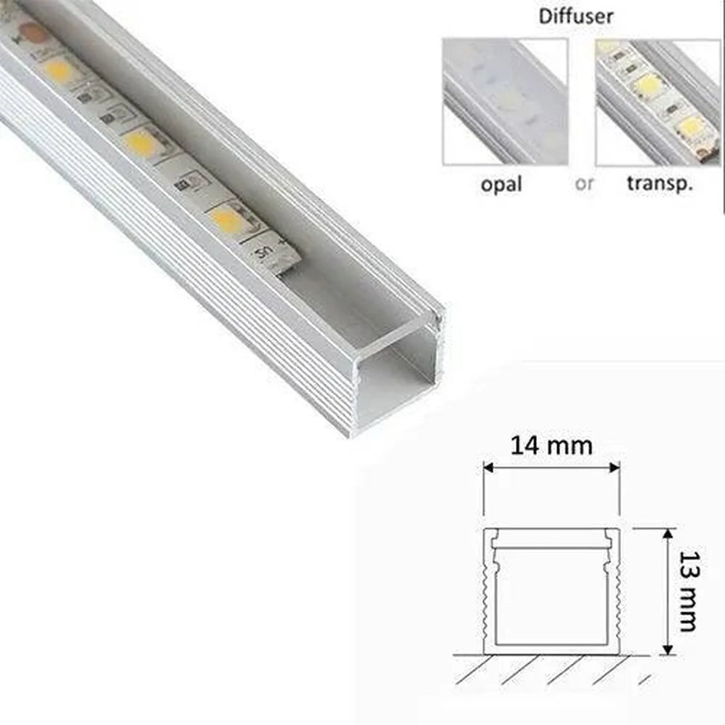 Aluminium U Channel LED Profile 13mm High Profile | Ledison
