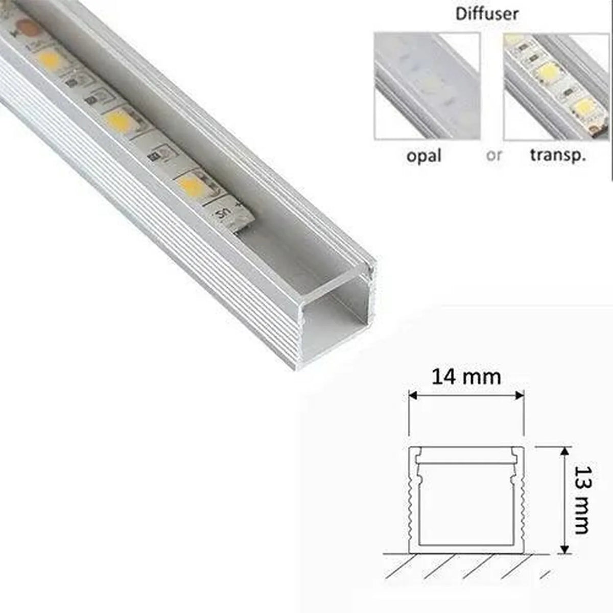 Aluminium U Channel LED Profile 13mm High Profile | Ledison