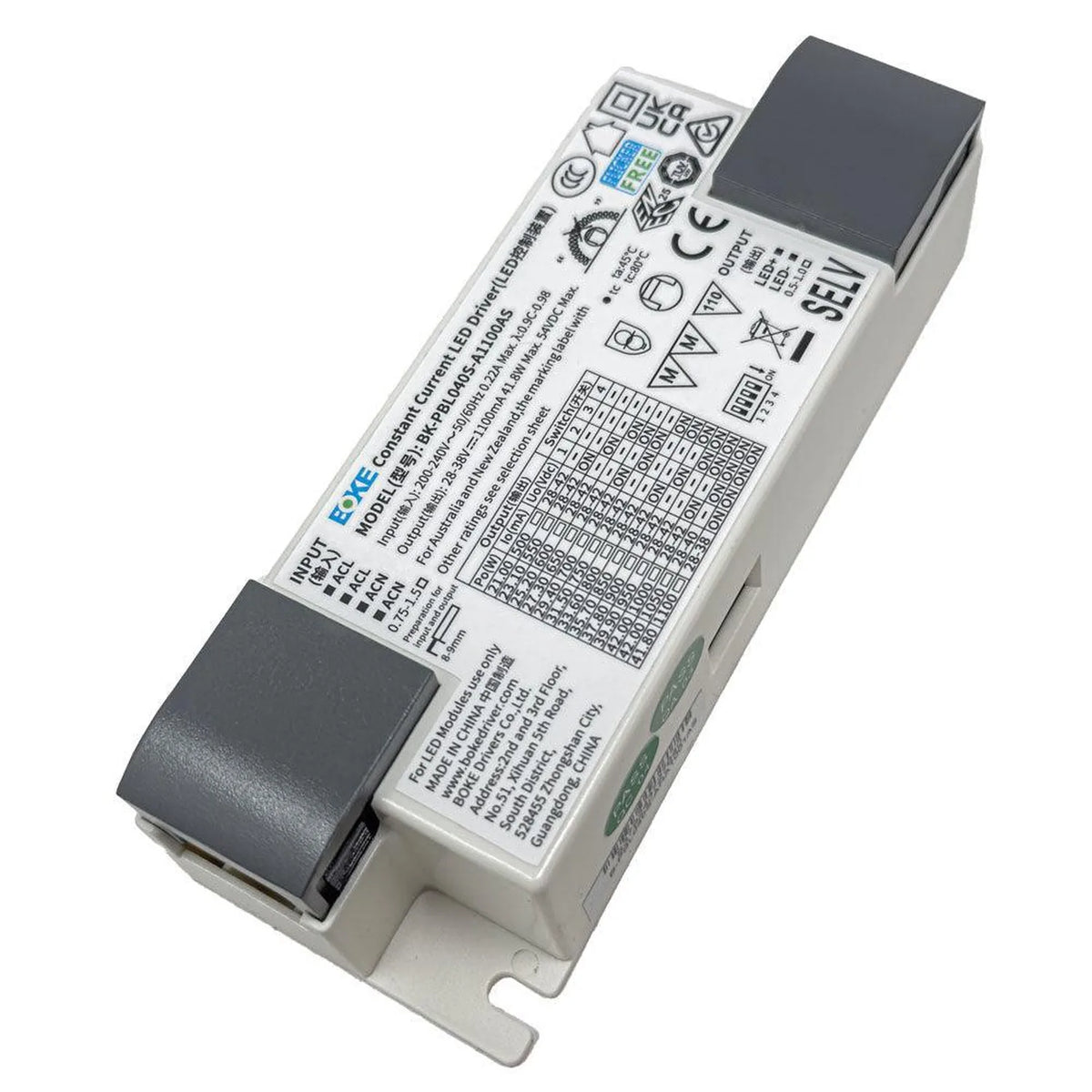 Boke 40W Constant Current LED Driver Adjustable | BK-PBL040S-A1100AS