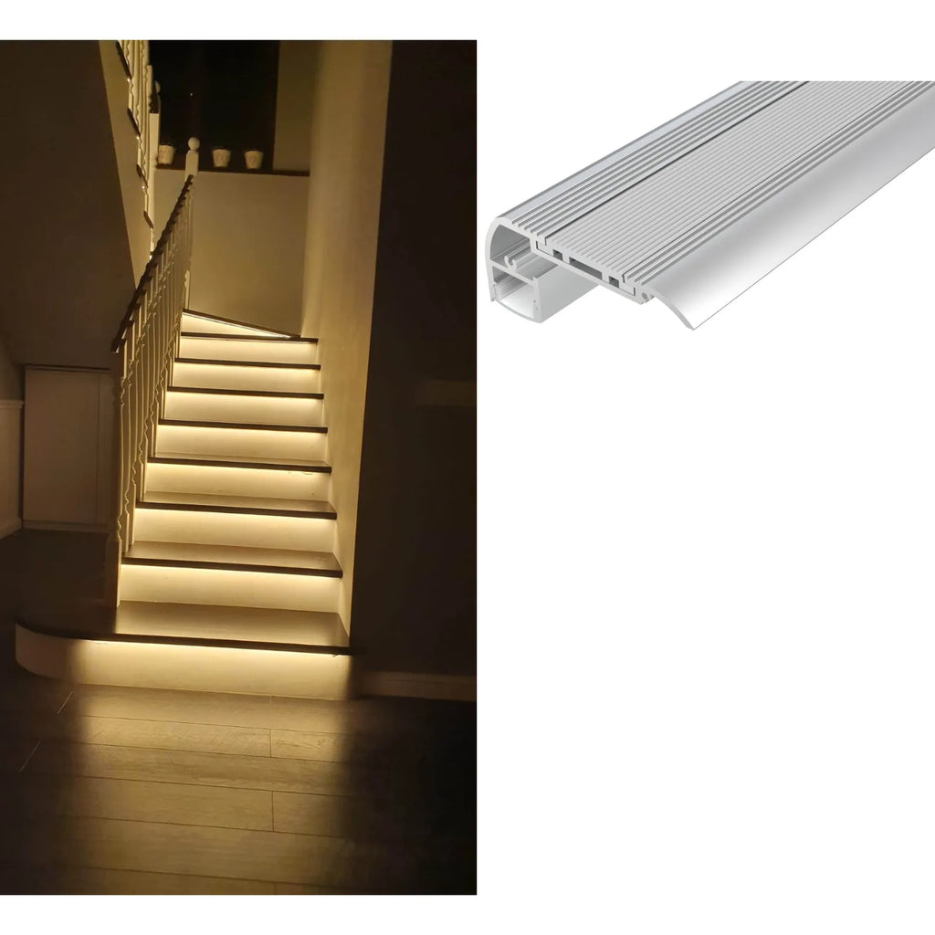 Aluminium LED Stair Nosing Profile 1m Anti-Slip | Ledison Black