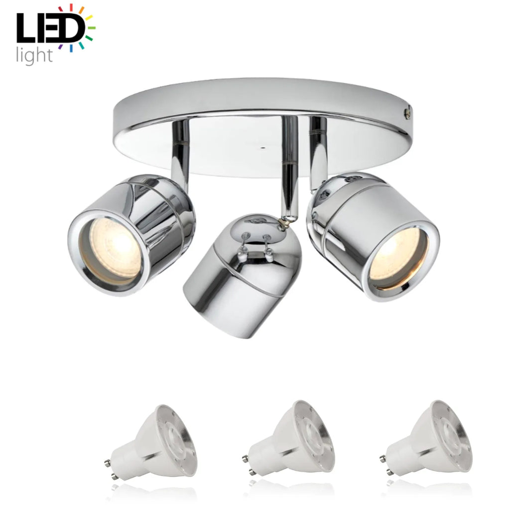 LED Bathroom Ceiling Light 3x GU10 Spots IP44 21W | Ledison Knight