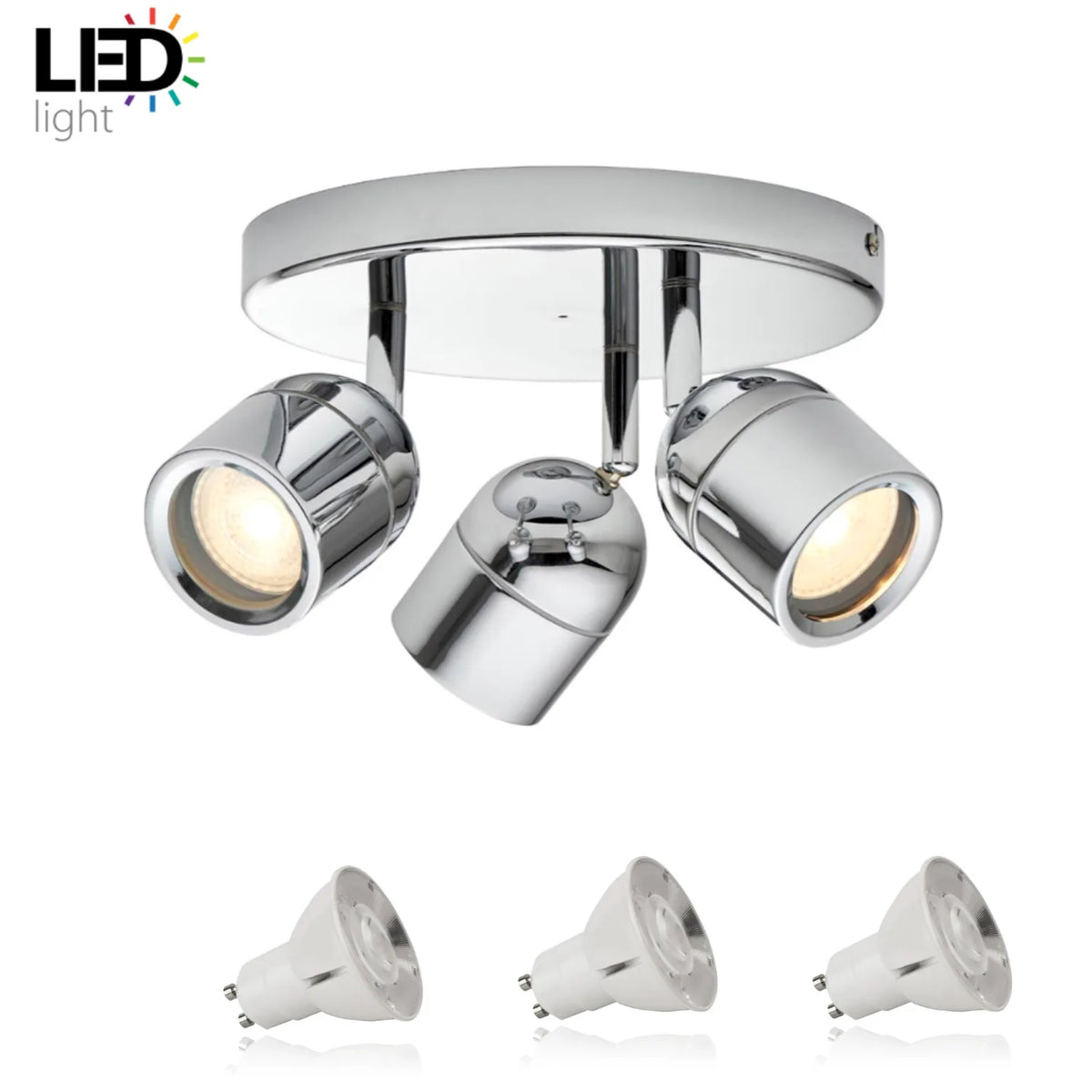 LED Bathroom Ceiling Light 3x GU10 Spots IP44 21W | Ledison Knight