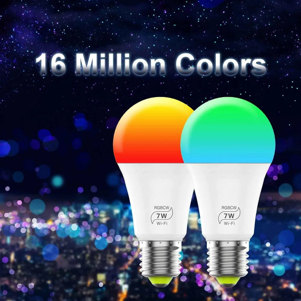 Smart WiFi LED Bulb 7W E27 Dimmable Multicolour | Ledison