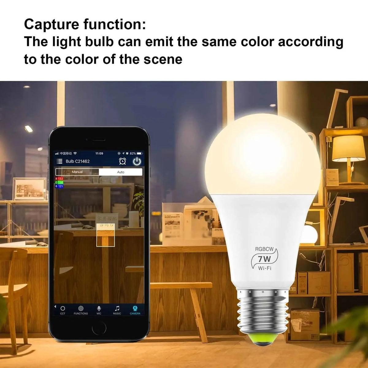 Smart WiFi LED Bulb 7W E27 Dimmable Multicolour | Ledison