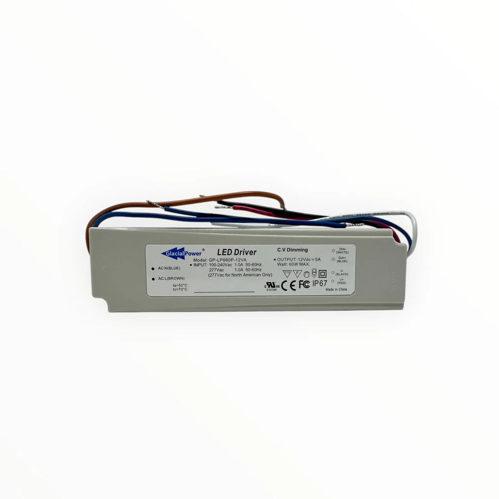 60W LED Strip Driver 12V IP67 1-10V Dimmable | GlacialPower