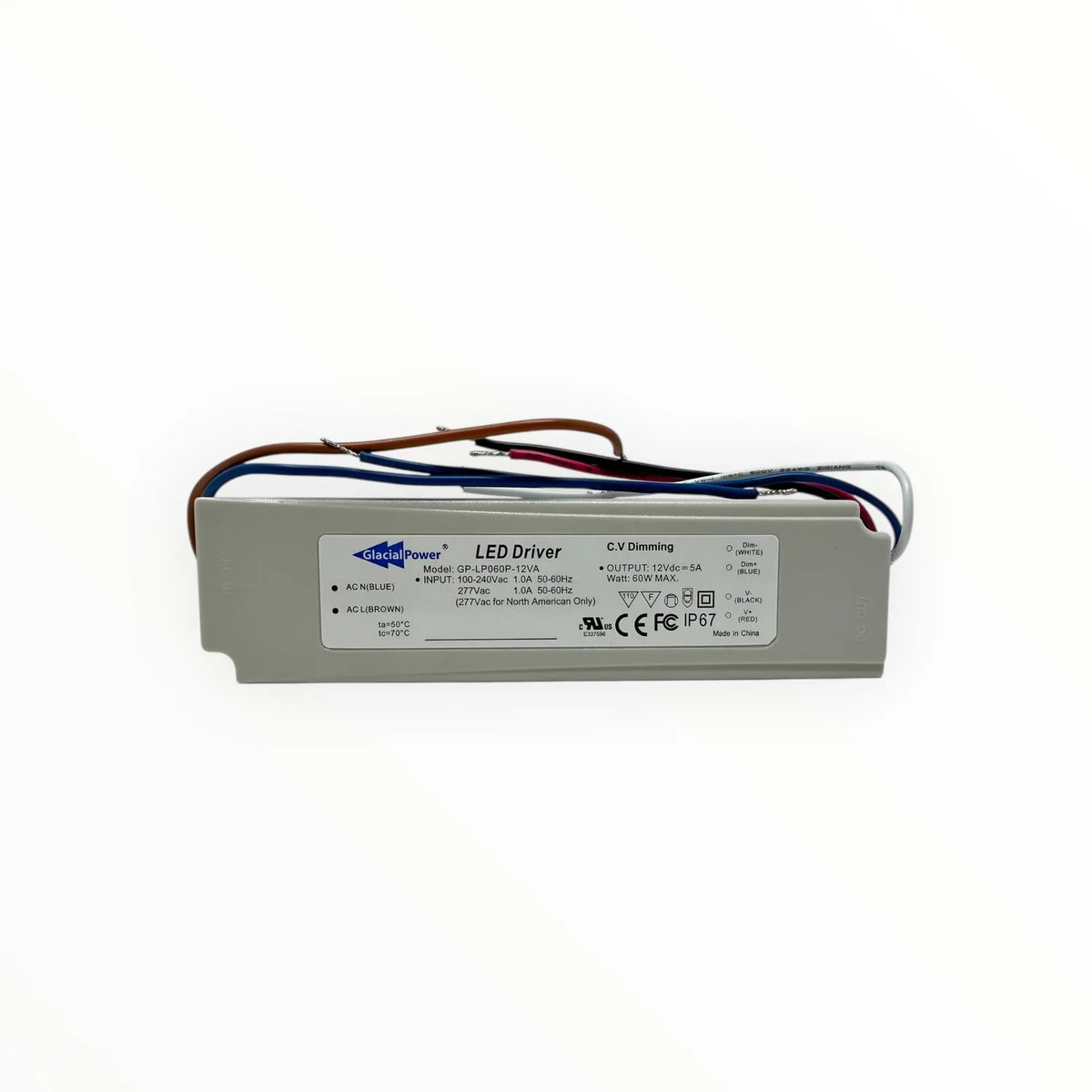 60W LED Strip Driver 12V IP67 1-10V Dimmable | GlacialPower