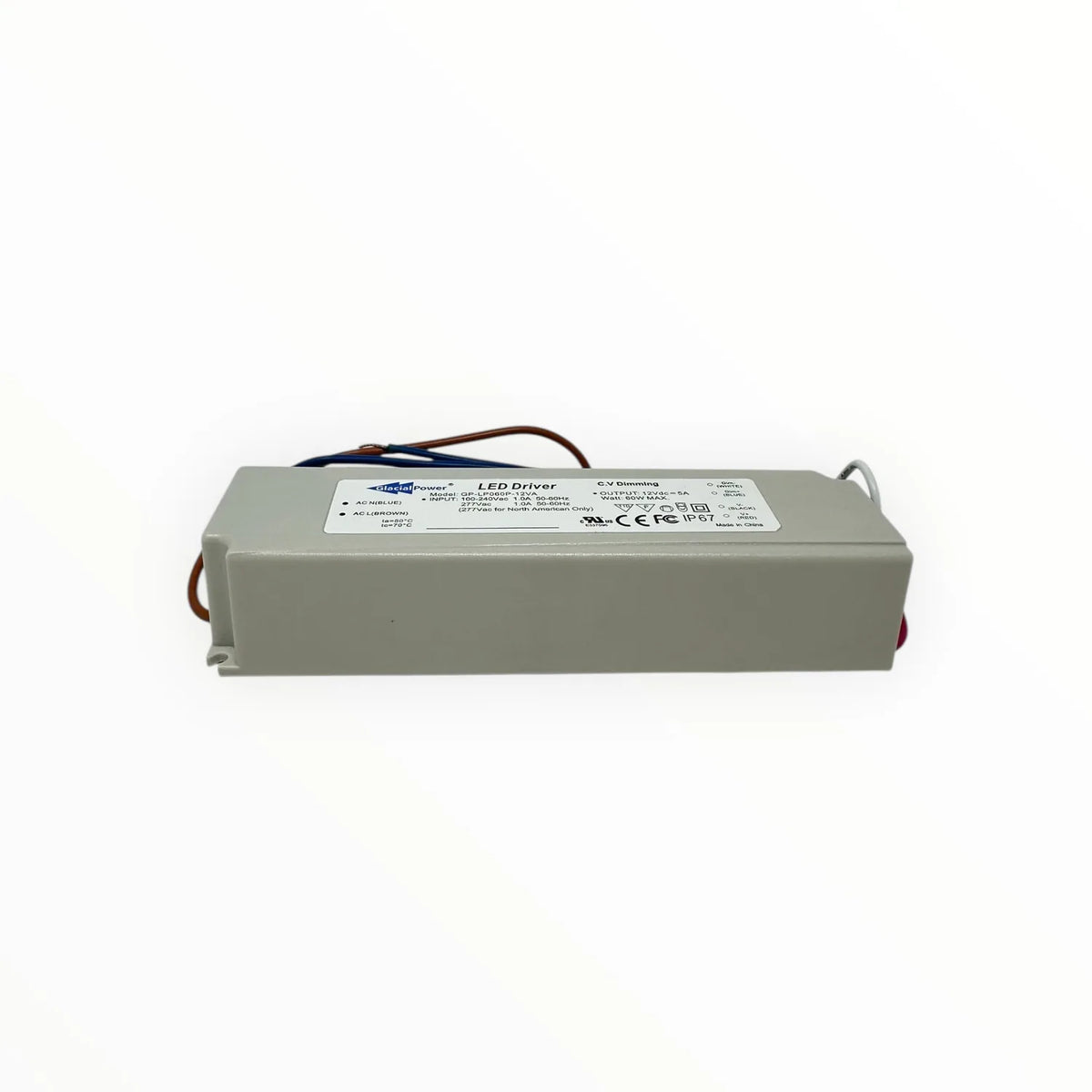 60W LED Strip Driver 12V IP67 1-10V Dimmable | GlacialPower