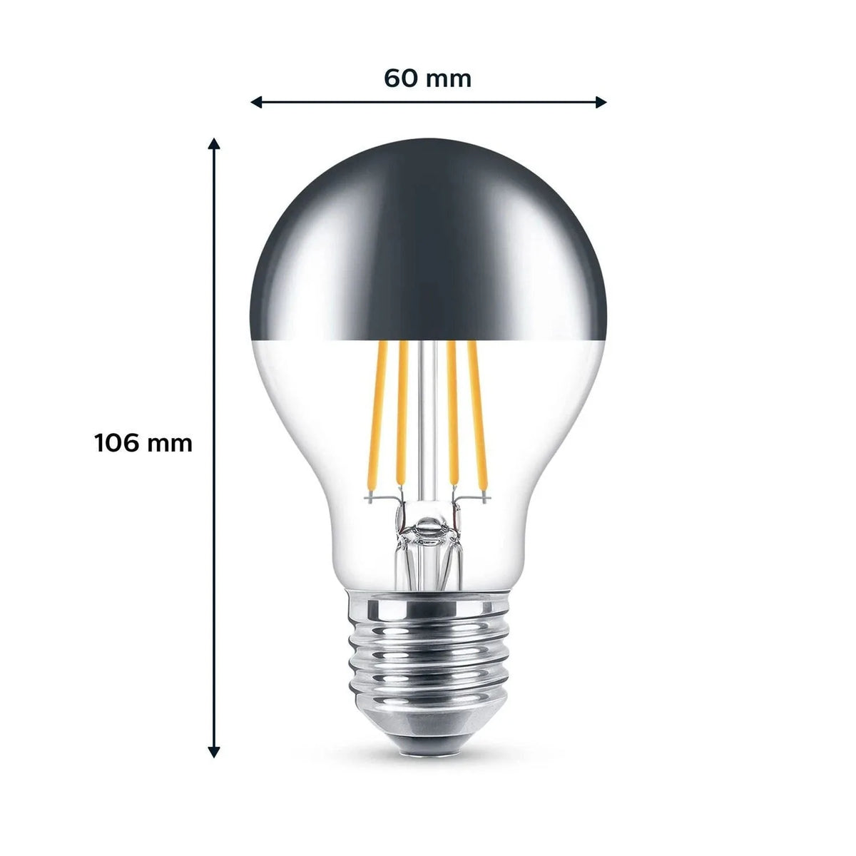 LED Filament Bulb E27 8W Mirror Top Warm White Dimmable | Ledison