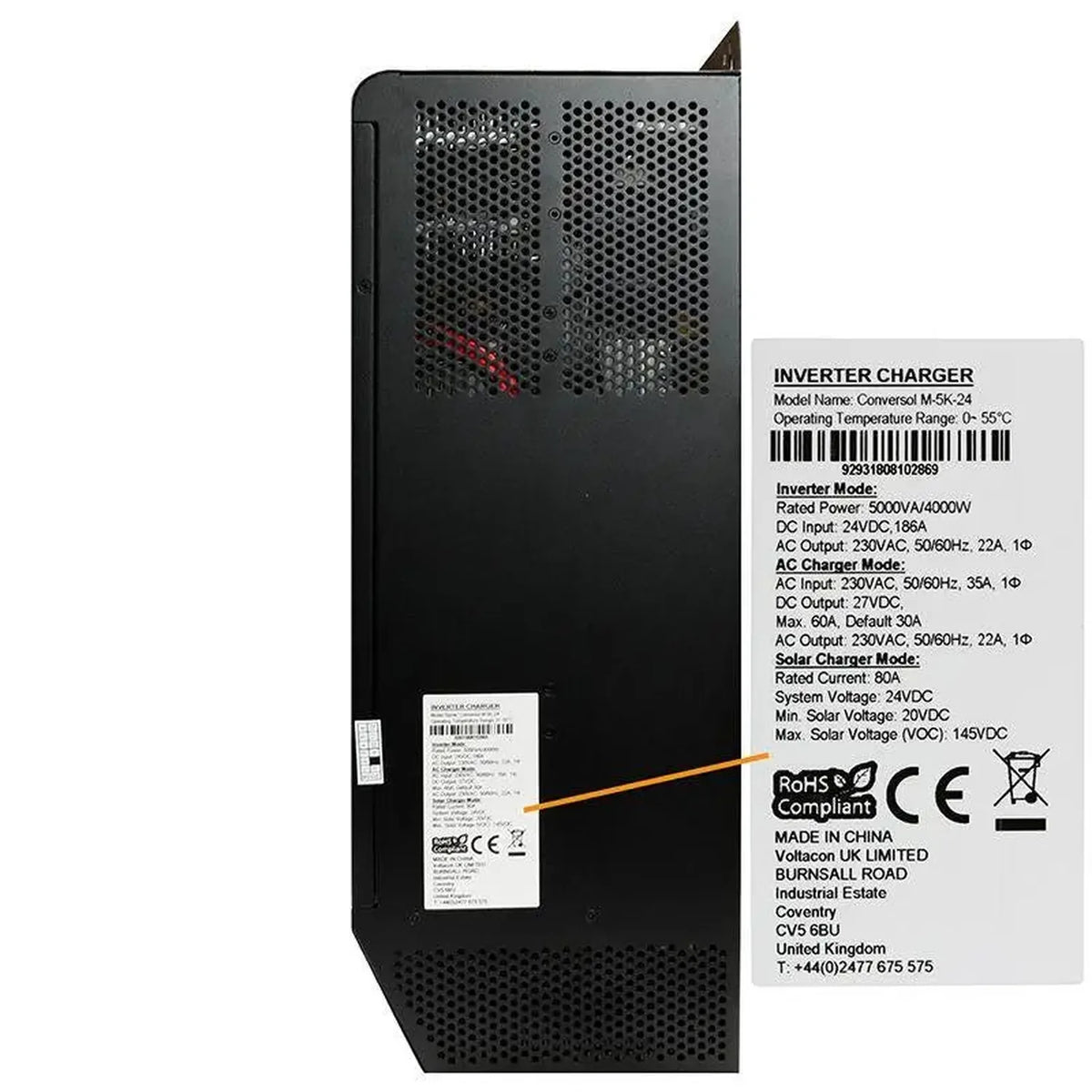 5kW Off-Grid Solar Inverter 24V 80A MPPT Charger | Conversol