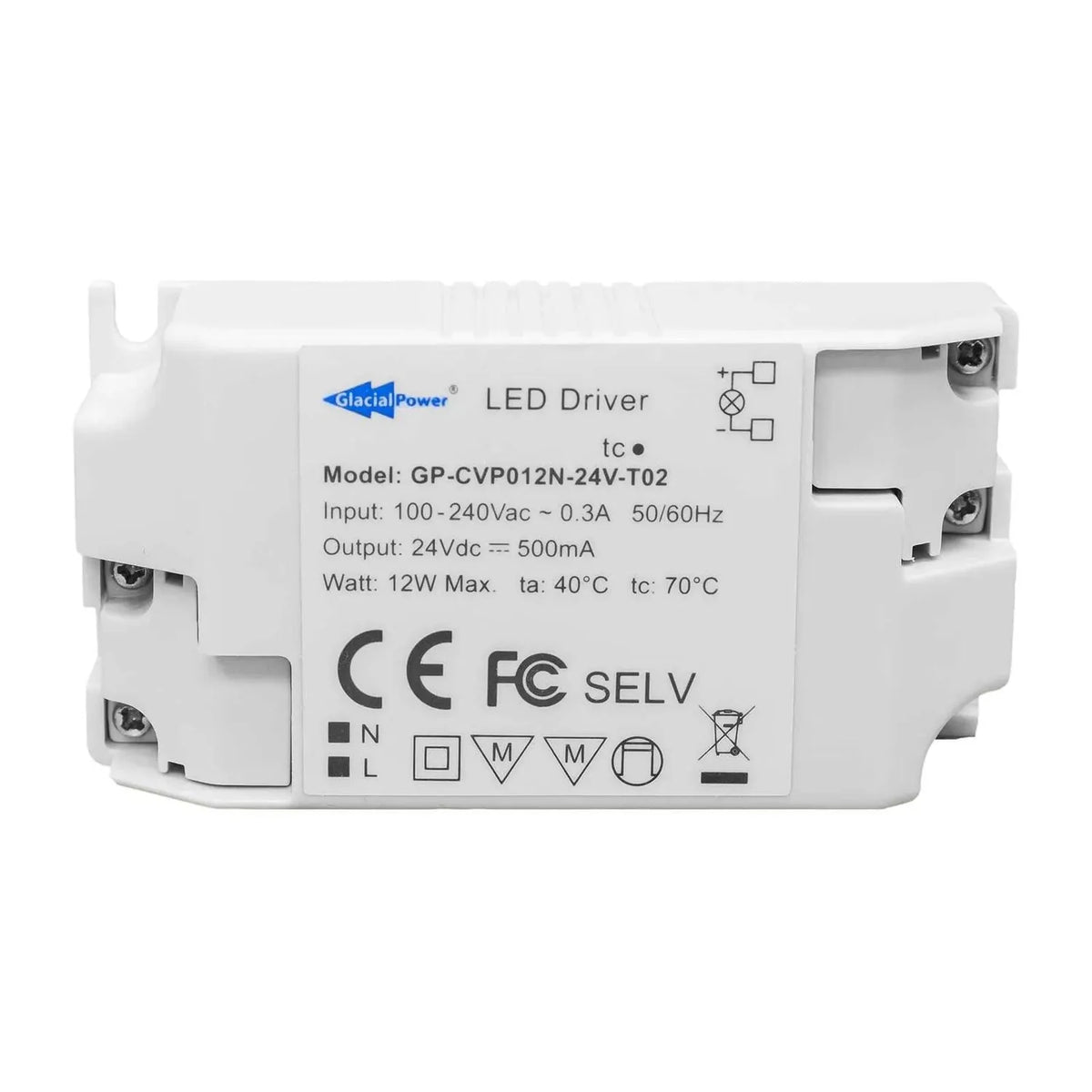 24V Power Supply 12W Screw Terminal LED Driver | Glacial