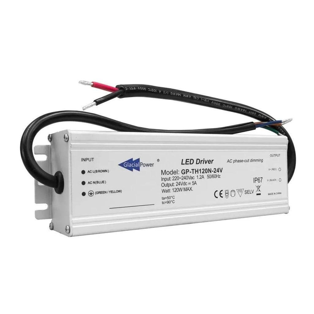 LED Driver 24V 120W TRIAC Dimmable IP67 | Glacial GP-TH120N-24V