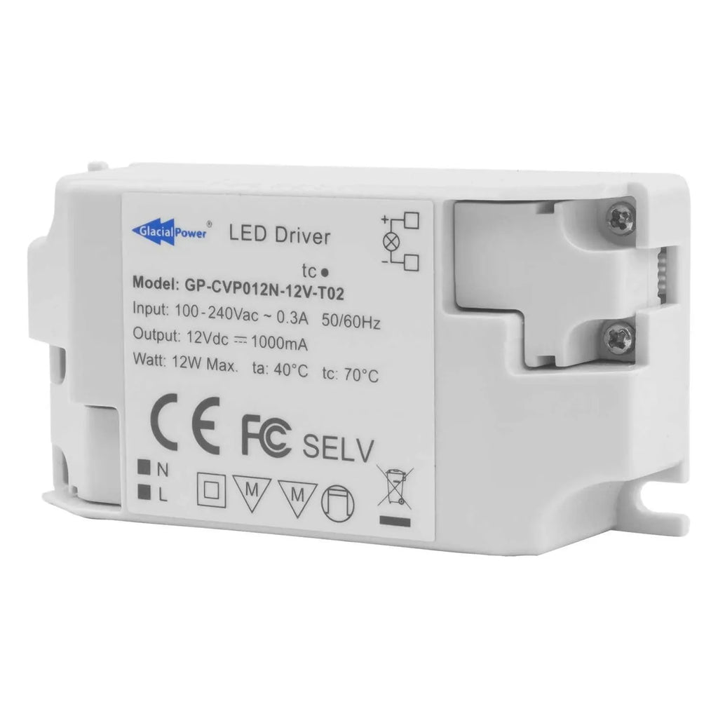 12V 12W LED Strip Power Supply Screw Terminal | Glacial