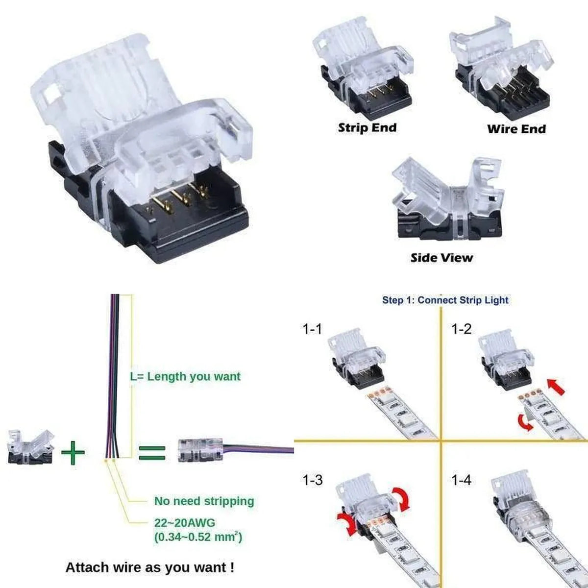 LED Strip Connector Board to Wire 10mm-12mm IP20 | Ledison