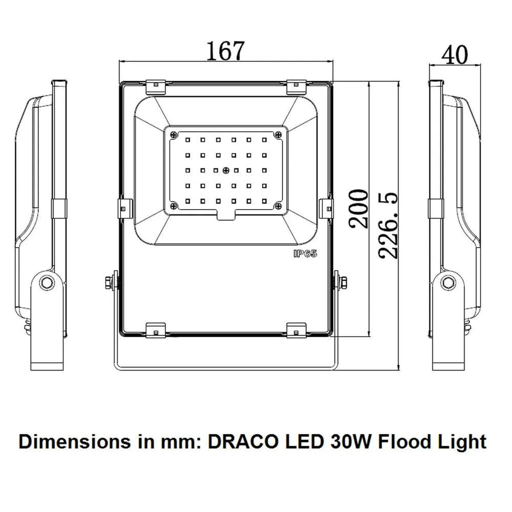 Draco 30W LED Flood Light IP65 3750lm Outdoor Security | Ledison