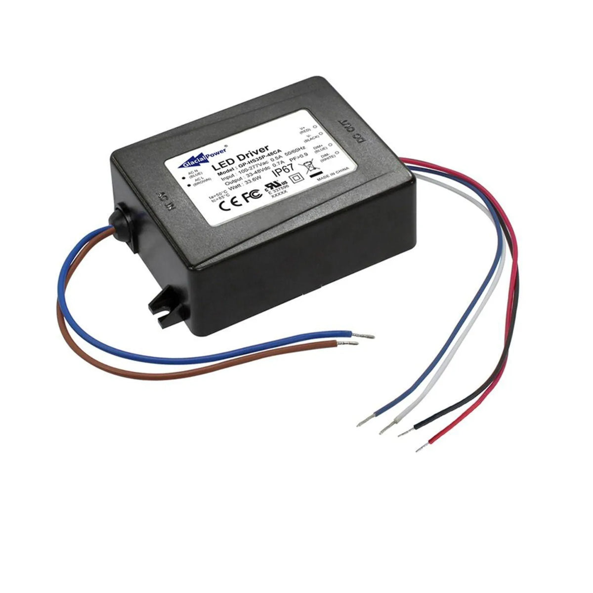 LED Driver Constant Current 33.6W IP67 33-48VDC | Glacial GP-HS35P-48C