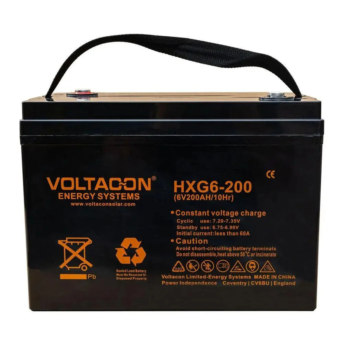 Voltacon 6V 200Ah GEL Deep Cycle Solar Battery | HXG6-200