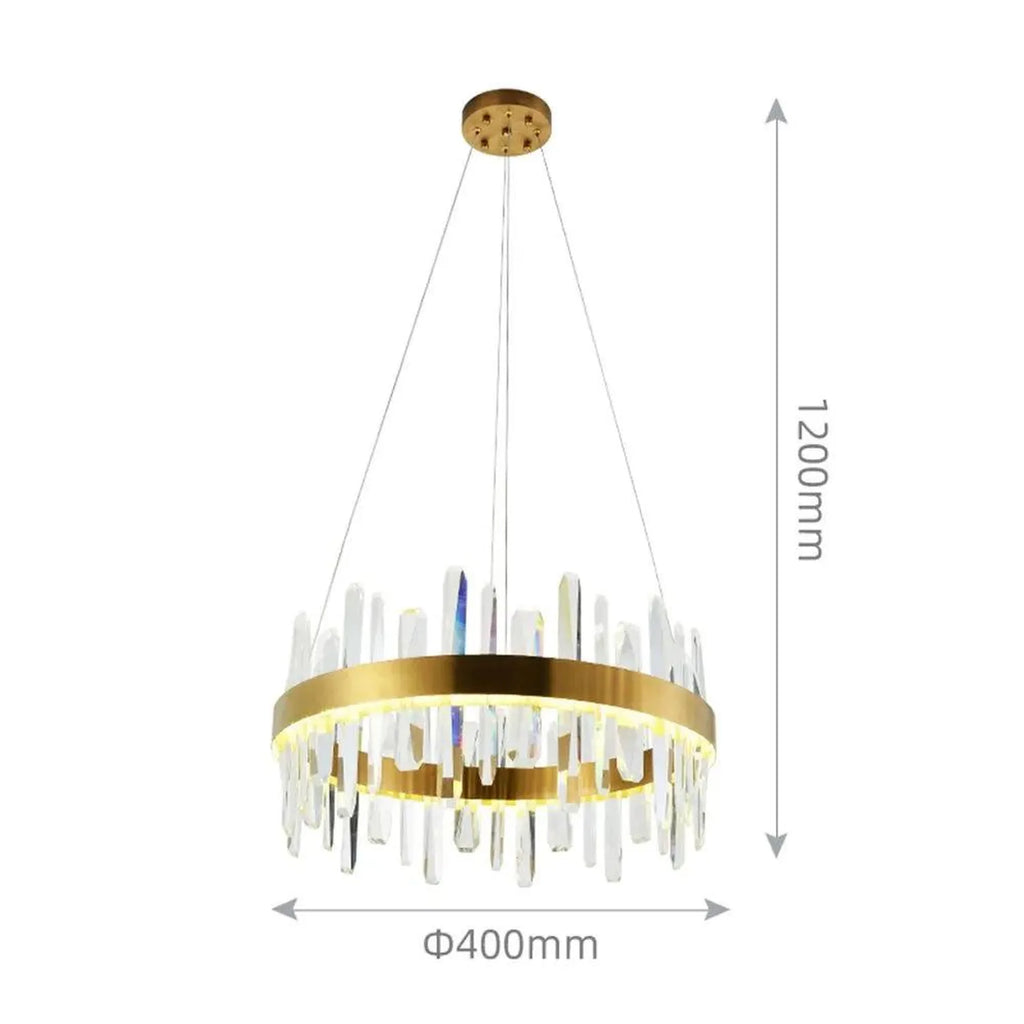 LED Ceiling Pendant Light 28W 2700K Gold | Ledison Acron Elion Crystal