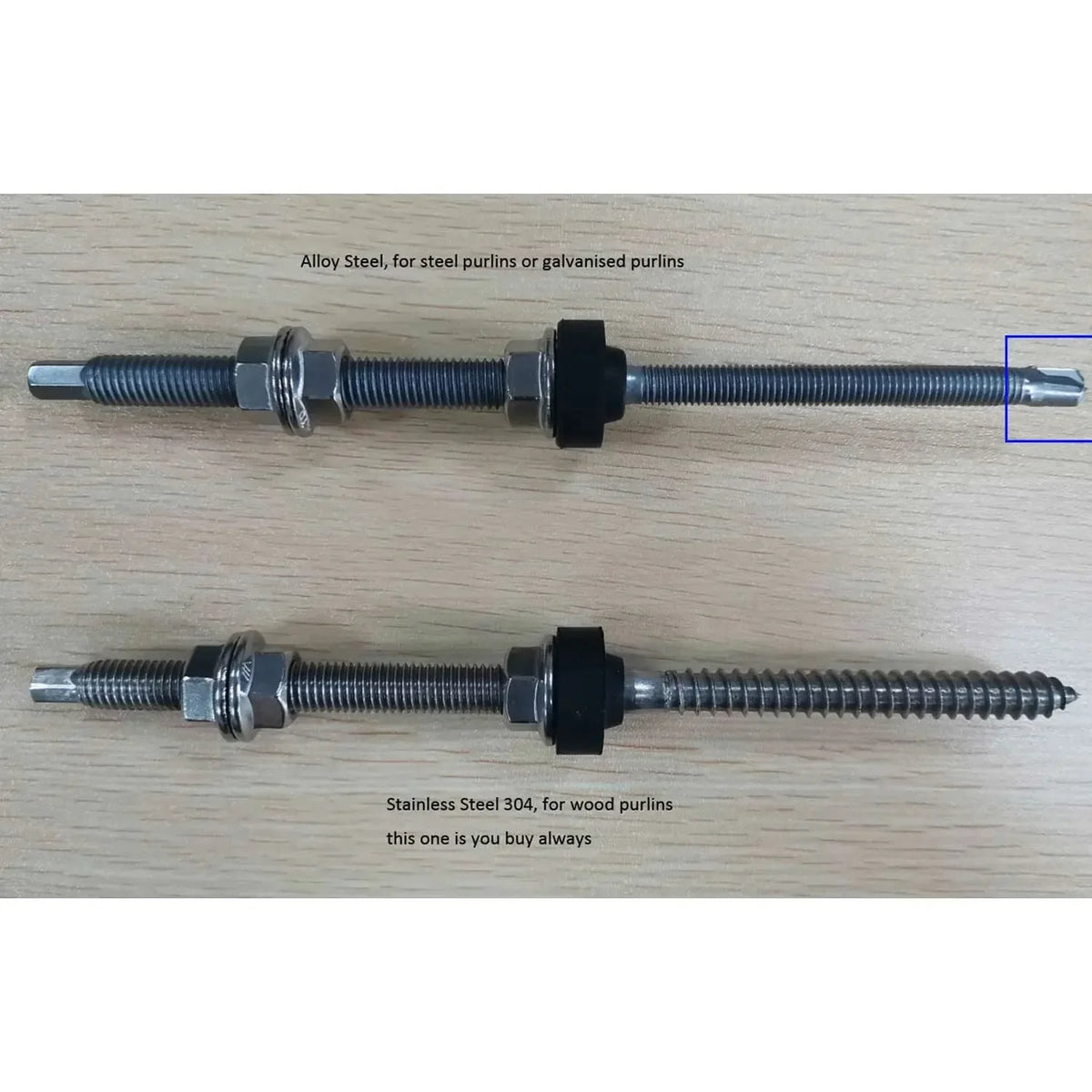 Hanger Bolt M10x250 SUS304 with Supporting Plate | Voltacon