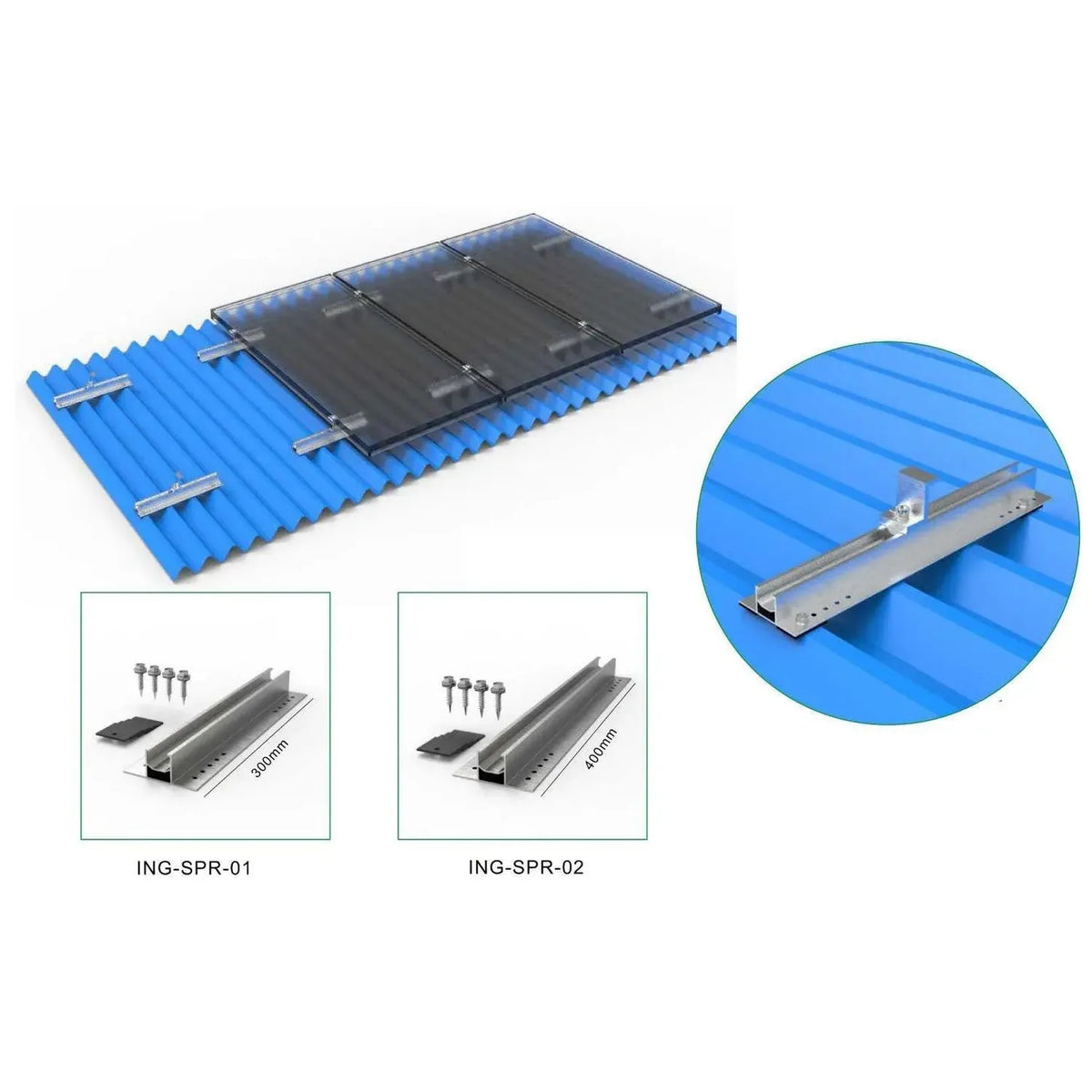 Solar Panel Mounting Rail 400mm | Metal & Flat Roof Aluminium