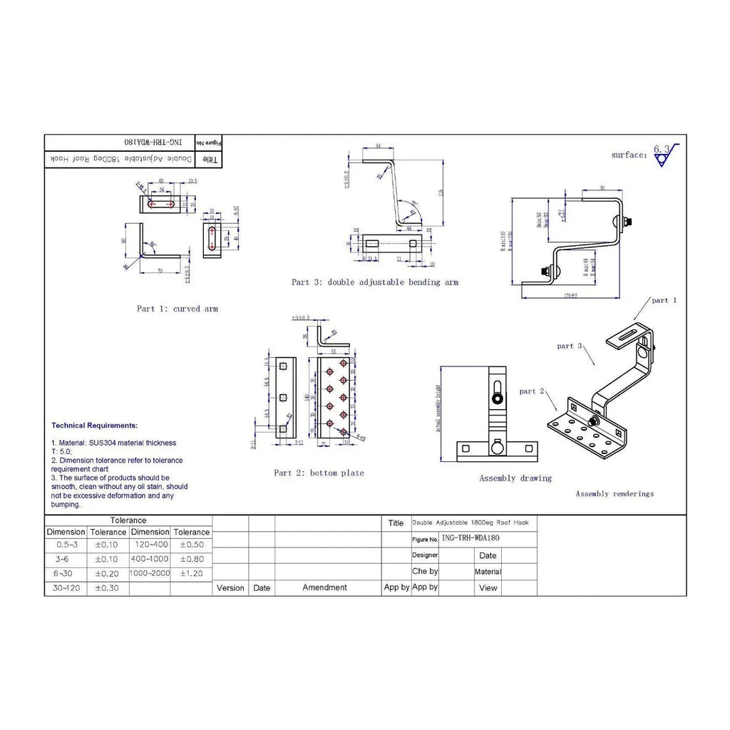 Adjustable Hook & Clamp for Solar Panel Rail Mounting Kit | Voltacon