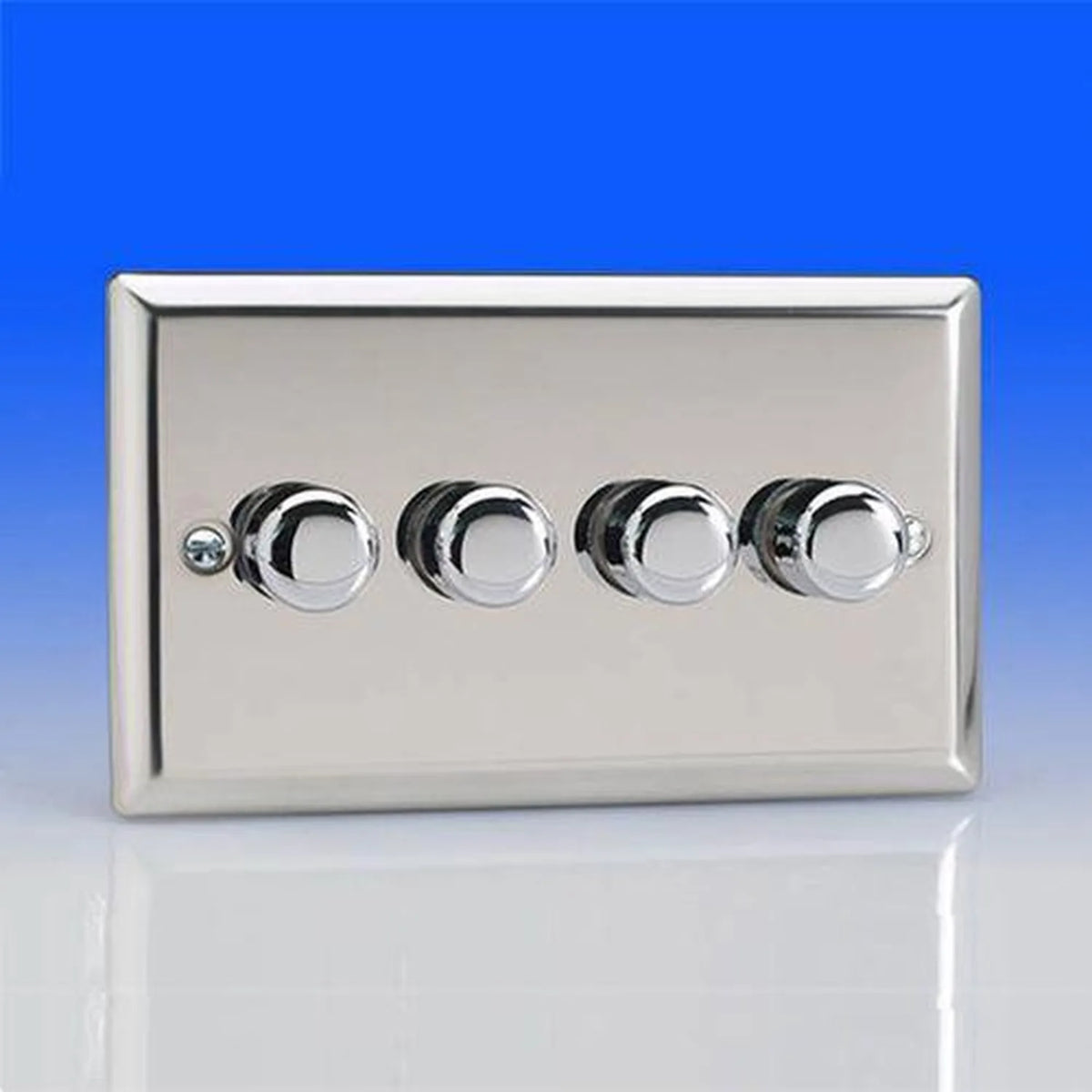 4 Gang 2 Way Trailing Edge LED Dimmer Switch 250W Chrome | Varilight