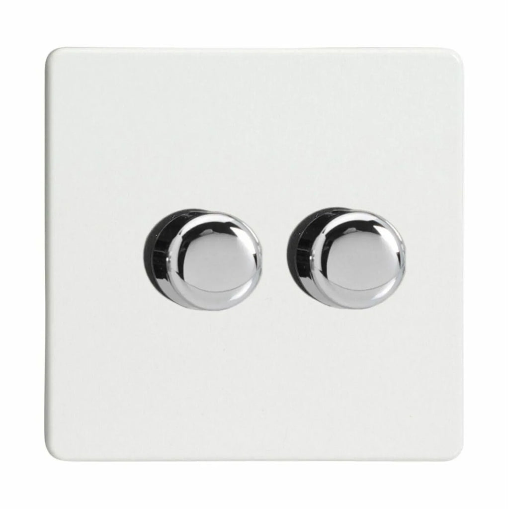 2 Gang 2 Way LED Dimmer Switch 0-120W Screwless | Varilight V-Pro JDQP252S
