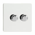 2 Gang 2 Way LED Dimmer Switch 0-120W Screwless | Varilight V-Pro JDQP252S