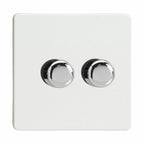 2 Gang 2 Way LED Dimmer Switch 0-120W Screwless | Varilight V-Pro JDQP252S