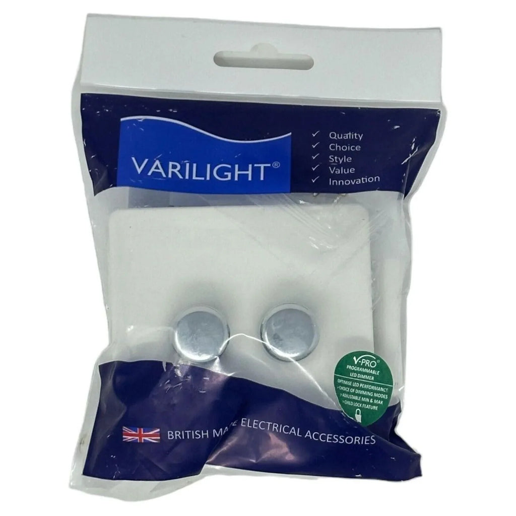 2 Gang 2 Way LED Dimmer Switch 0-120W Screwless | Varilight V-Pro JDQP252S