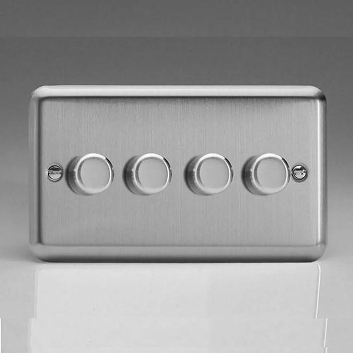Varilight V-Pro 4 Gang LED Dimmer Switch 4x120W Brushed Steel | JSDP254