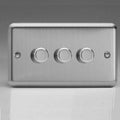 Varilight 3-Gang LED Dimmer Switch 3x120W Brushed Steel | JSDP303