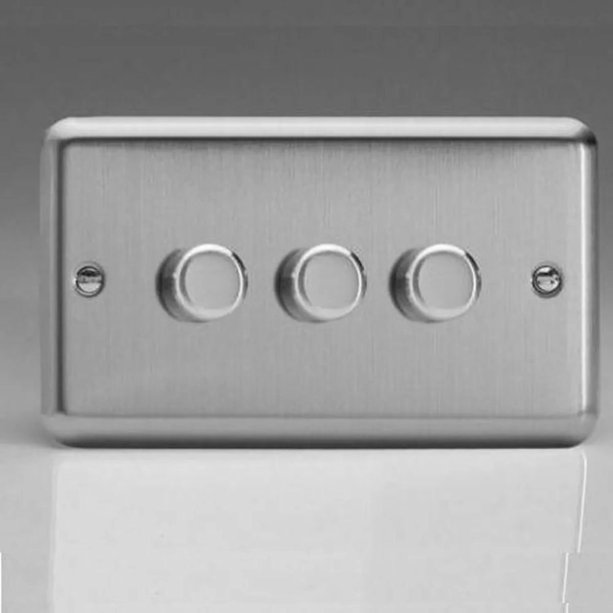 Varilight 3-Gang LED Dimmer Switch 3x120W Brushed Steel | JSDP303