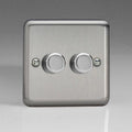 LED Dimmer Switch 2 Gang 2x120W Brushed Steel | Varilight V-Pro JSP252