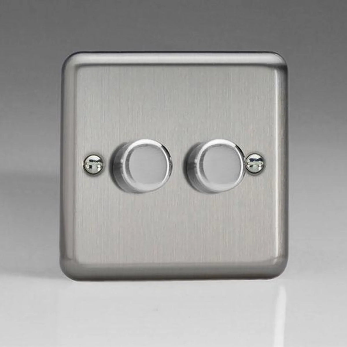 LED Dimmer Switch 2 Gang 2x120W Brushed Steel | Varilight V-Pro JSP252