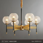 Pendant Ceiling Light 6-Way E27 Glass Shade Gold Black | Vulex