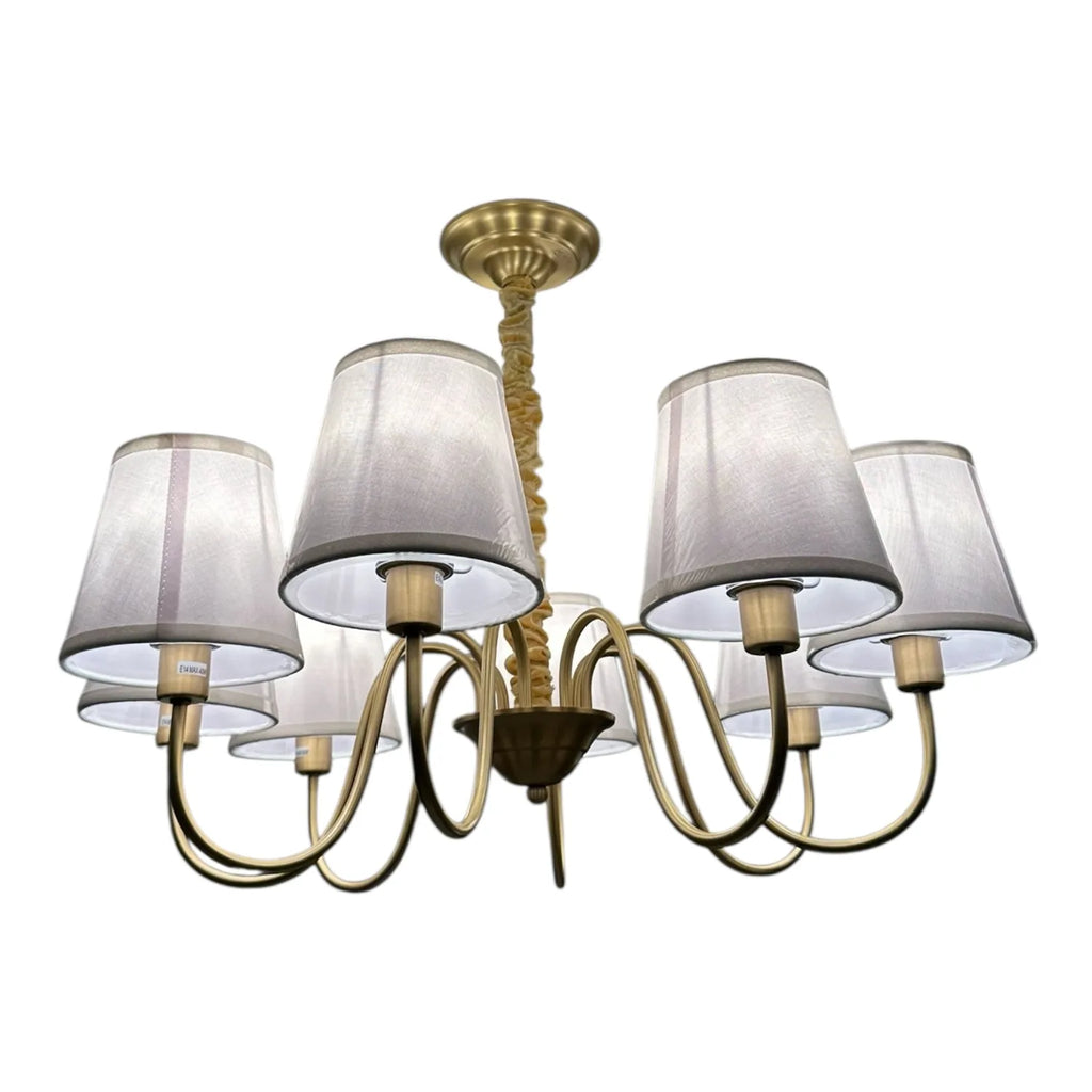 8 Light Brushed Gold Chandelier E14 Pendant Dimmable | Ledison