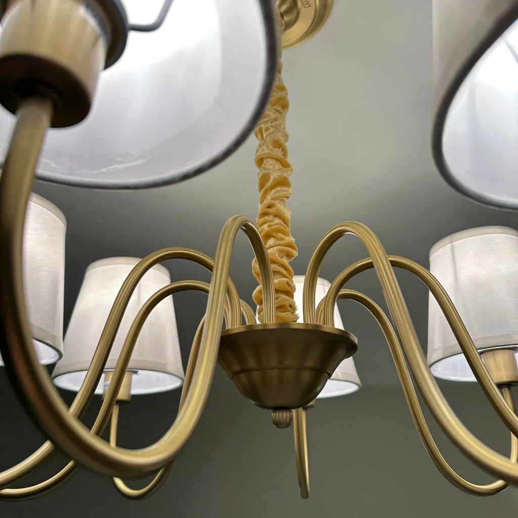 8 Light Brushed Gold Chandelier E14 Pendant Dimmable | Ledison