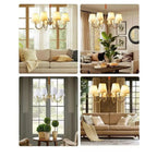 8 Light Brushed Gold Chandelier E14 Pendant Dimmable | Ledison