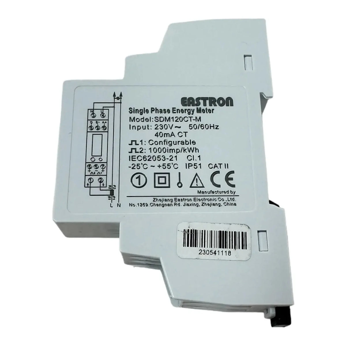 Single Phase DIN Rail Energy Meter 40mA CT Modbus | Eastron SDM120CTM