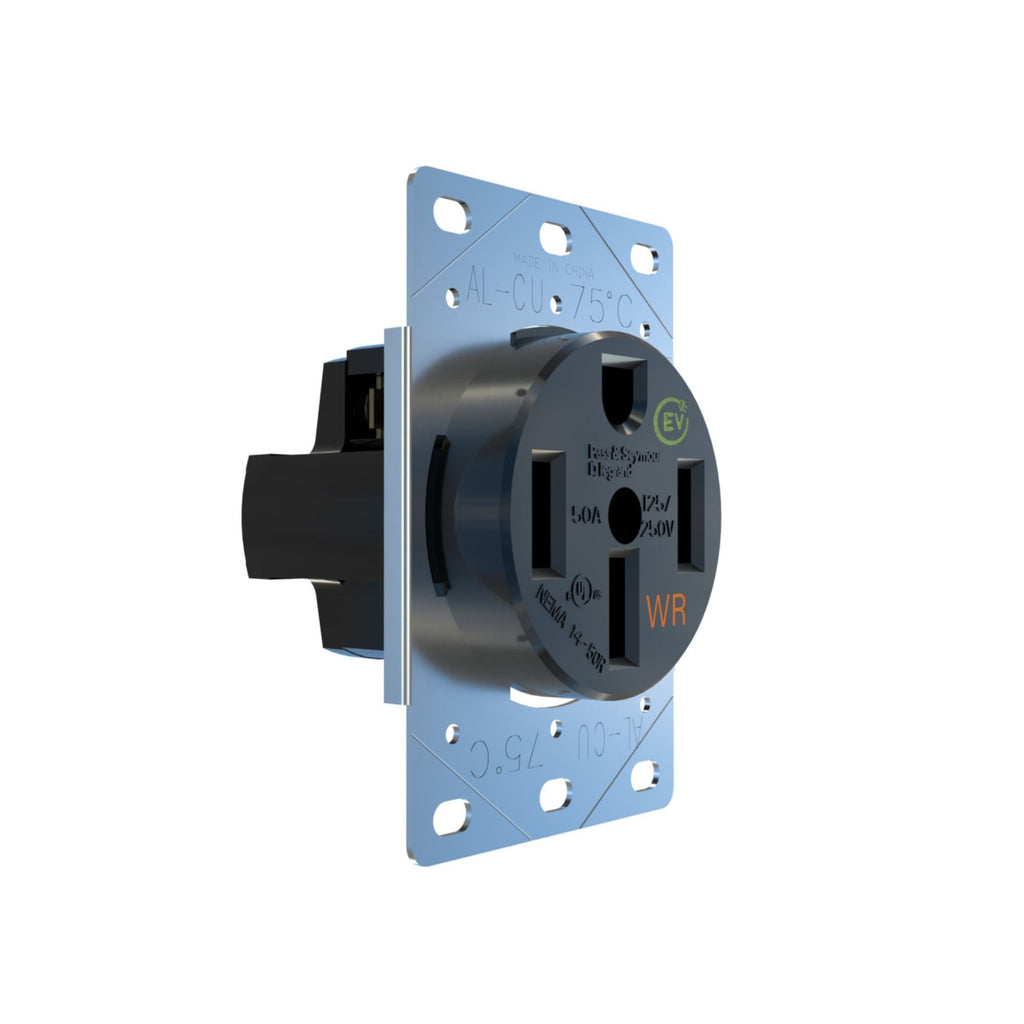 Pass & Seymour 3894WREV 50A Weather-Resistant Electrical Outlet for EV Chargers, Black