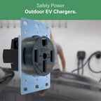 Pass & Seymour 3894WREV 50A Weather-Resistant Electrical Outlet for EV Chargers, Black