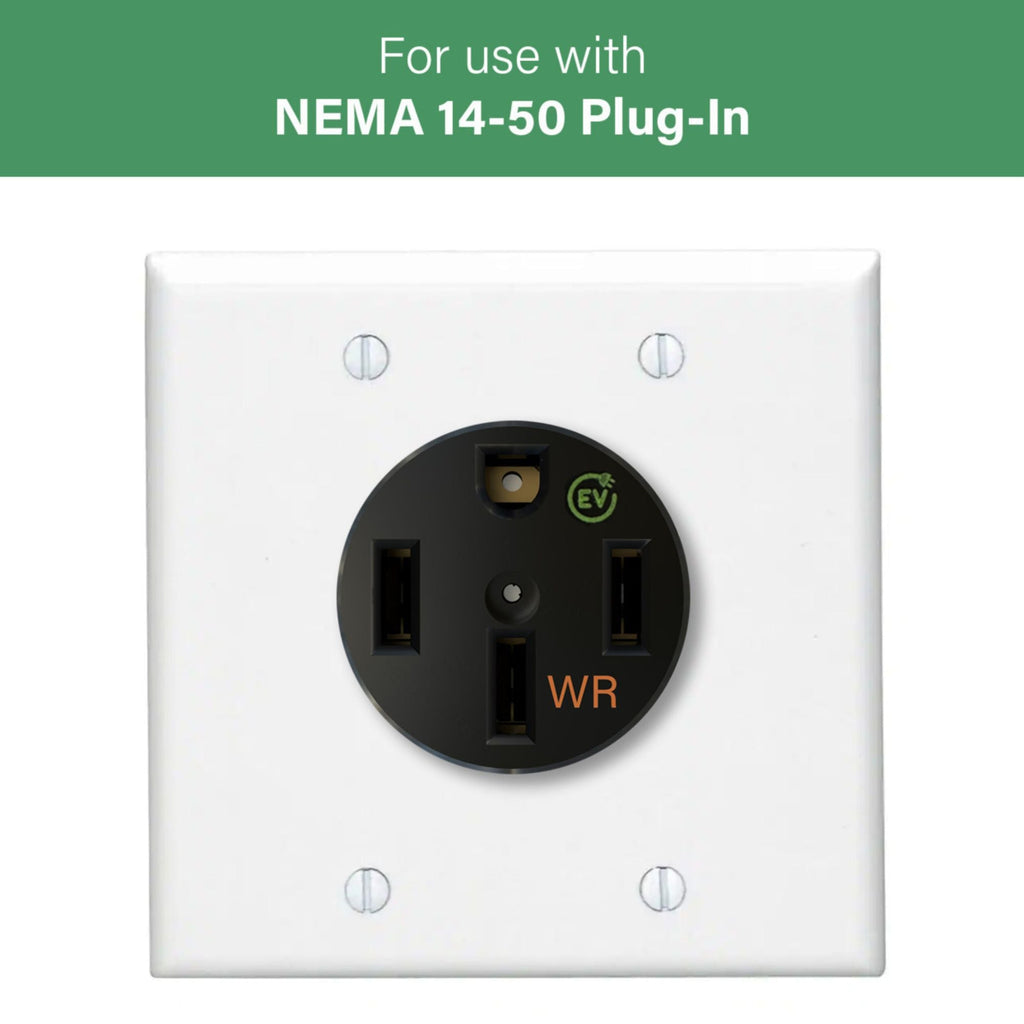 Pass & Seymour 3894WREV 50A Weather-Resistant Electrical Outlet for EV Chargers, Black