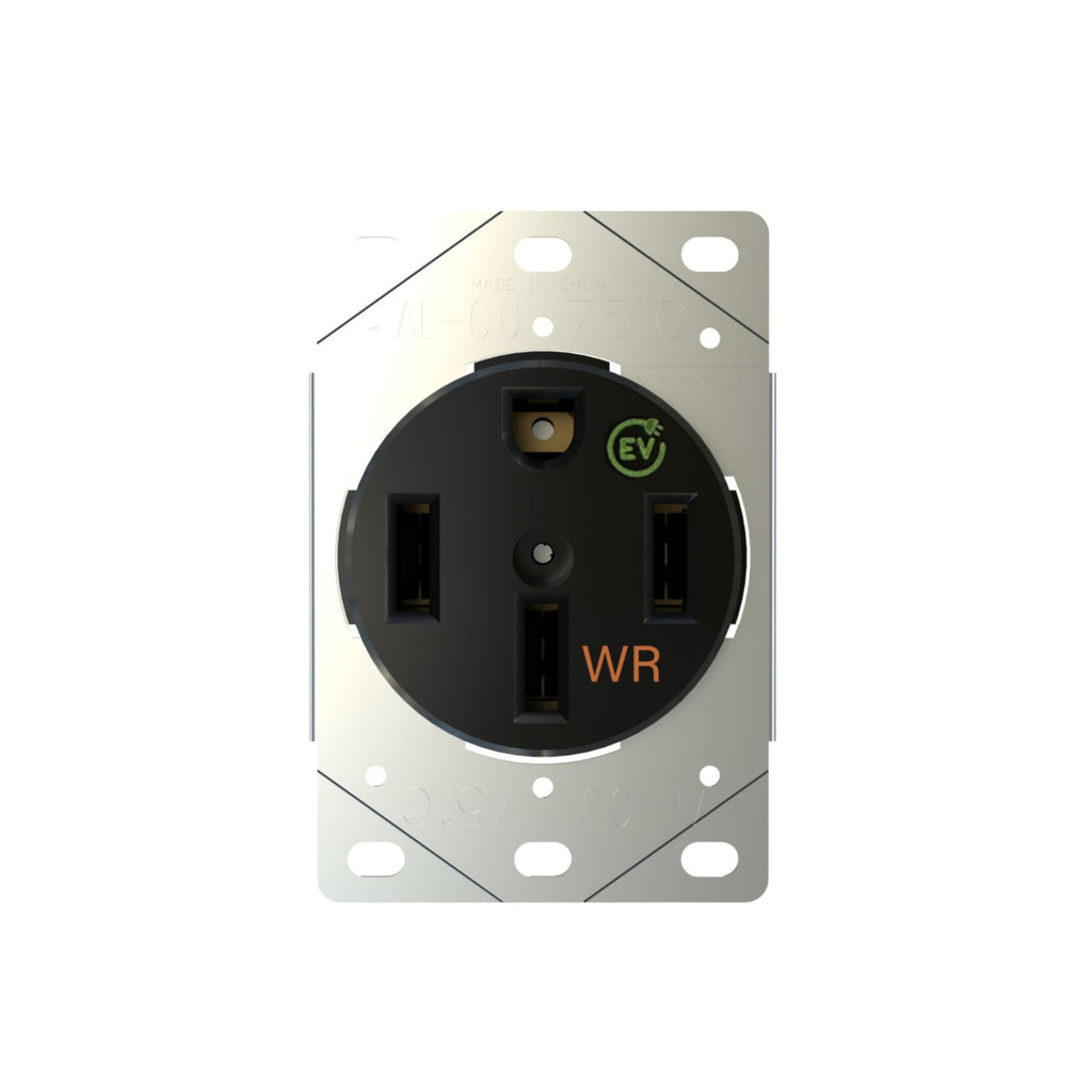 Pass & Seymour 3894WREV 50A Weather-Resistant Electrical Outlet for EV Chargers, Black