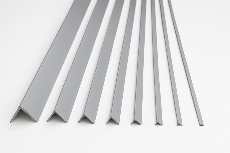 1m & 2.48m Length – Light Grey PVC Corner Angle Trim 90° Plastic Equal & Unequal Edge Protector