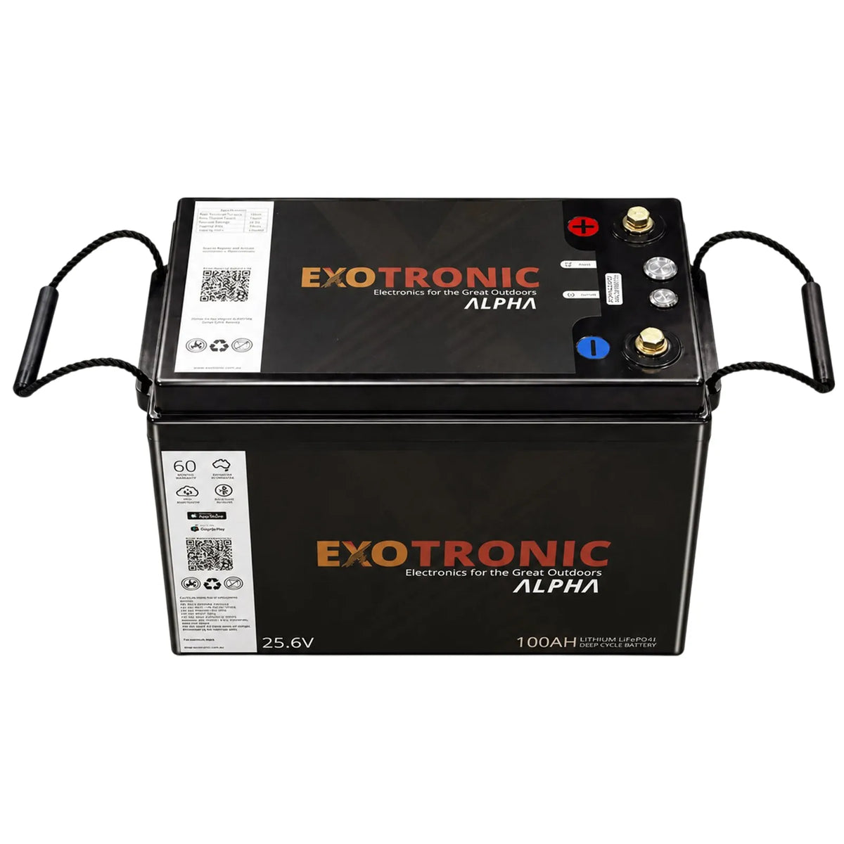 Exotronic 24V 100Ah Alpha IP67 Smart Bluetooth Lithium Battery