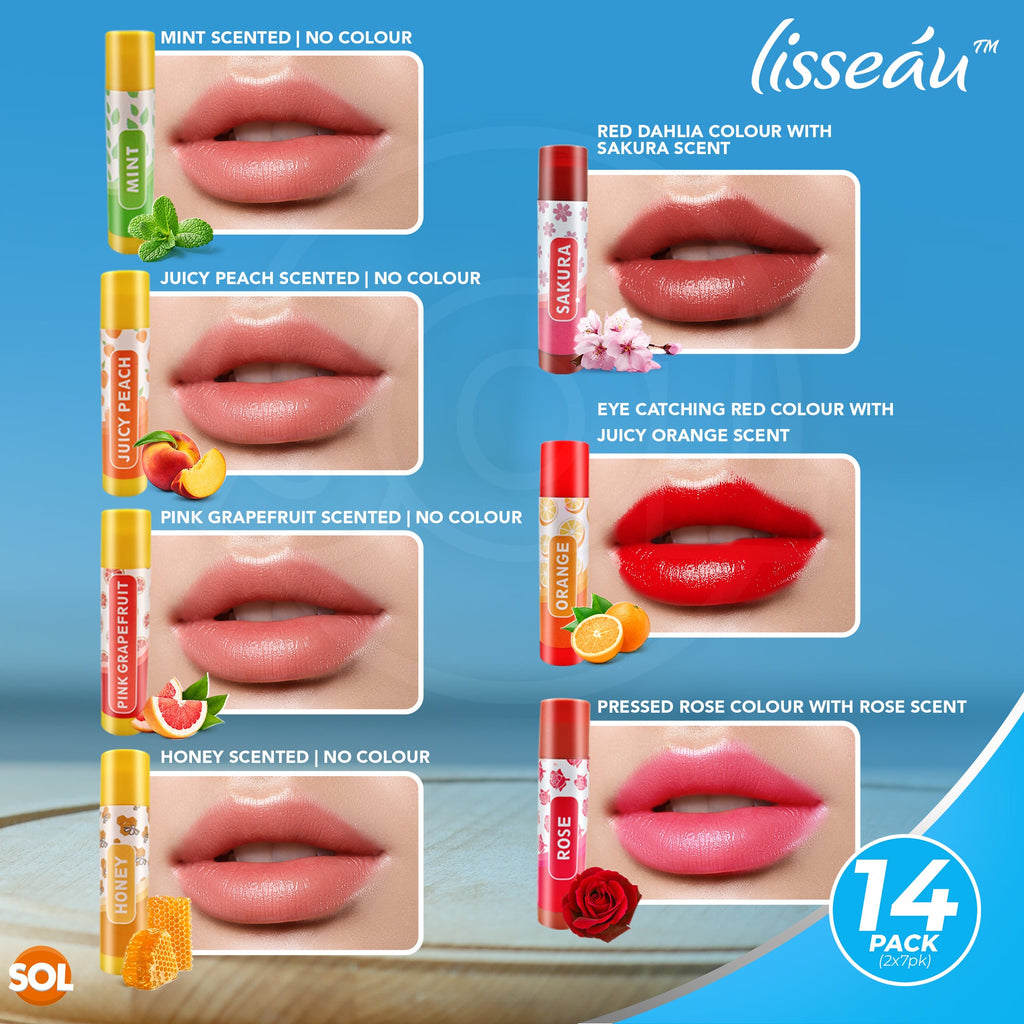 Flavoured Lip Balm Set | Moisturising Beeswax | 14 Pack