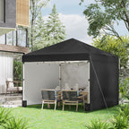 3 x 3m Pop Up Gazebo with 3 Sidewalls, Weight Bags & Wheeled Bag, Black