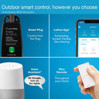 Lutron P-PKG1OUT-BL-R Caséta Weatherproof Outdoor Smart Plug with Pico Remote, 15A, IP65, Black